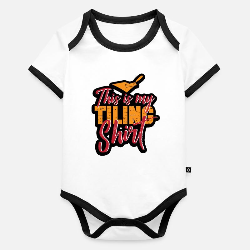 Lustiger Fliesenleger Spruch Handwerker Baby Bio-Kurzarm-Kontrastbody