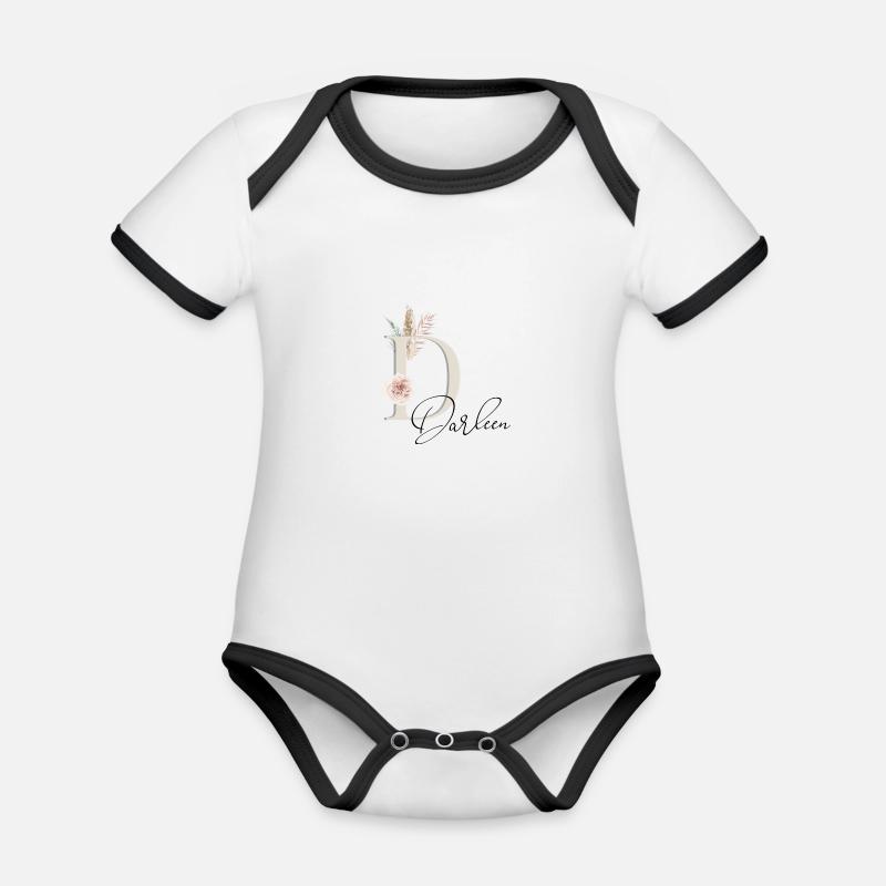 Darleen! Nom Boho - Body Bébé bio contrasté manches courtes - blanc/noir