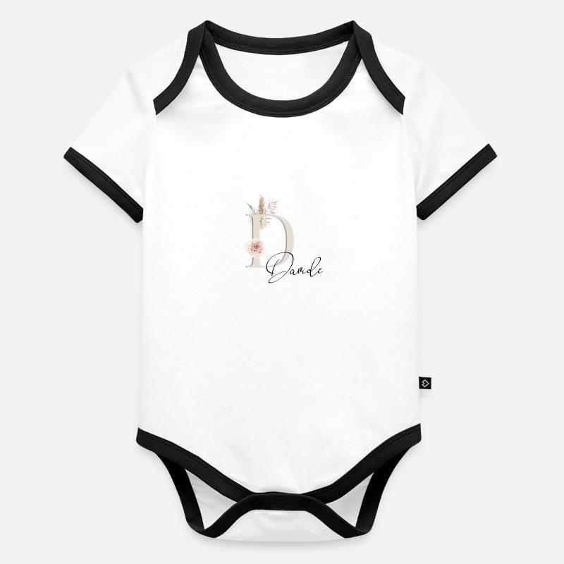 Davide! Nom Boho Body Bébé bio contrasté manches courtes