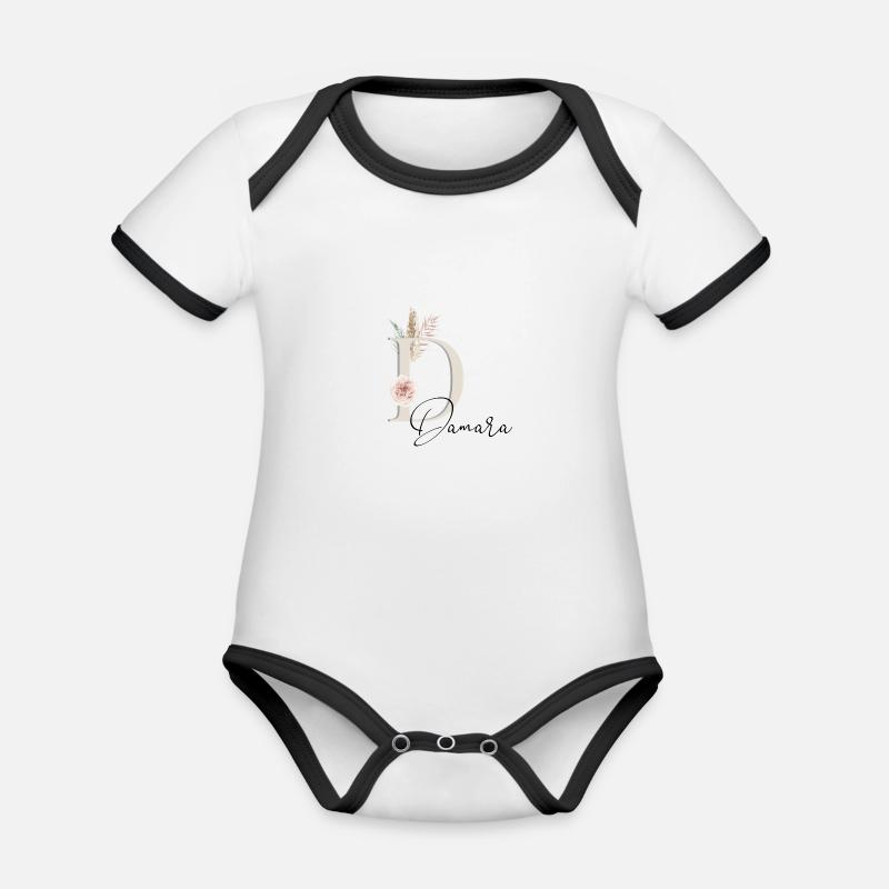 Damara! Nom Boho - Body Bébé bio contrasté manches courtes - blanc/noir