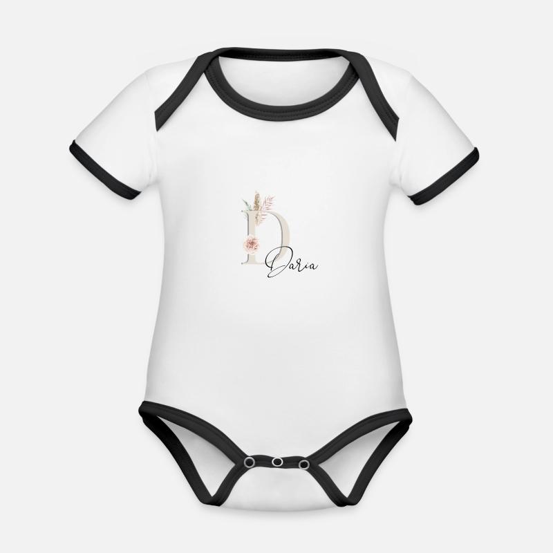 Daria! Nom Boho - Body Bébé bio contrasté manches courtes - blanc/noir