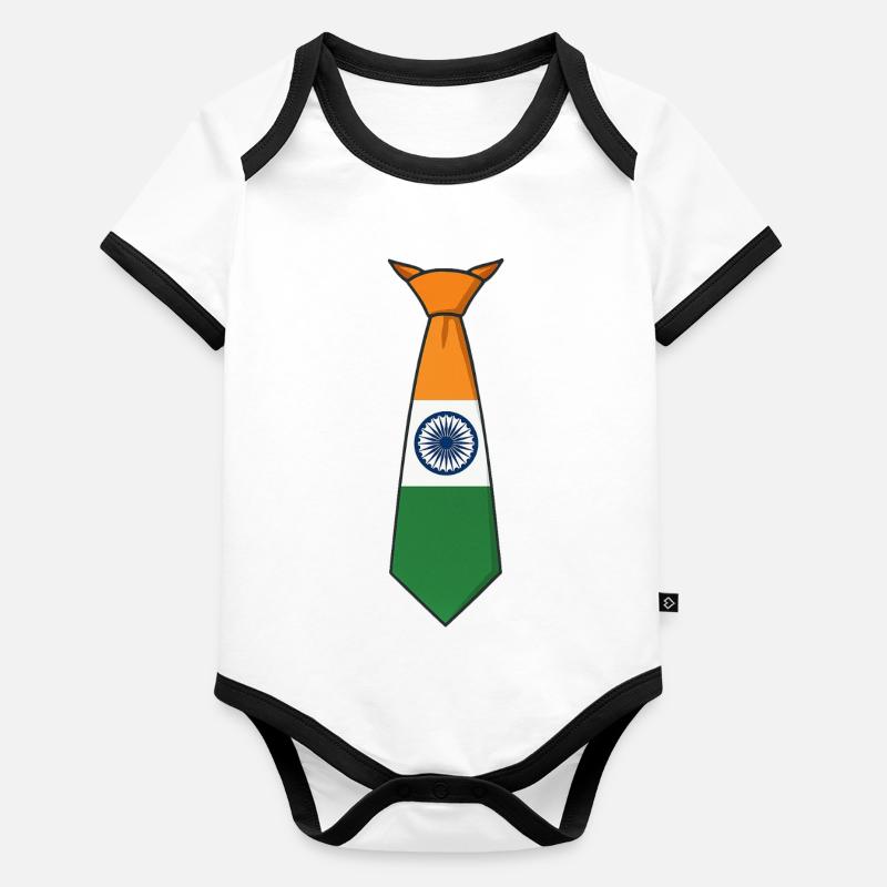 Cravate de l’Inde – Drapeau Body Bébé bio contrasté manches courtes