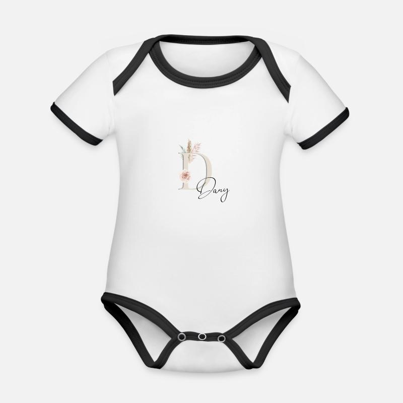 Dany ! Nom Boho - Body Bébé bio contrasté manches courtes - blanc/noir