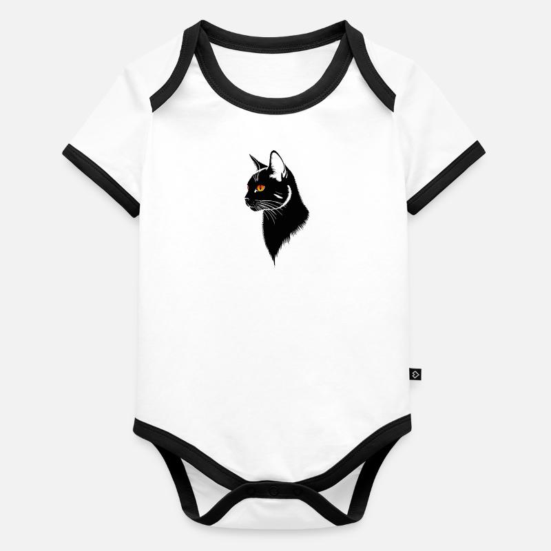 Chat noir Body Bébé bio contrasté manches courtes