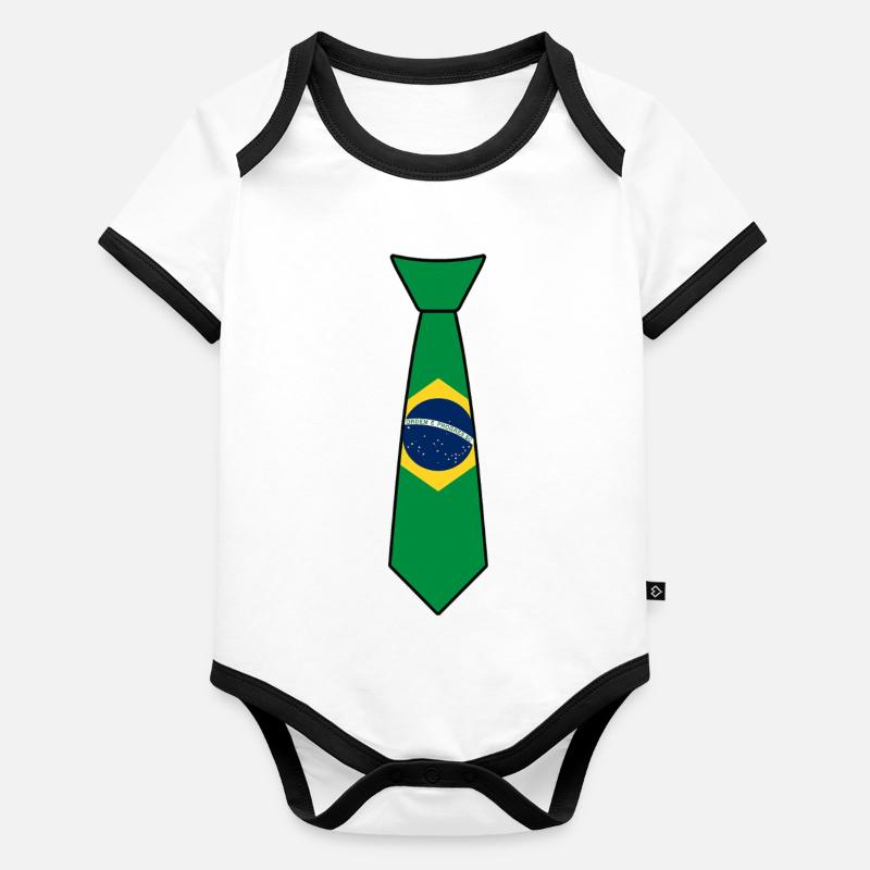 Cravate Brésil – Drapeau Body Bébé bio contrasté manches courtes