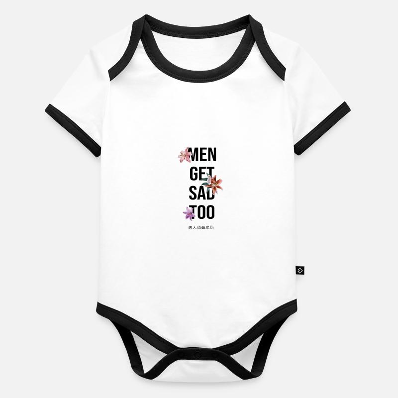 style japonais Les hommes deviennent tristes aussi Body Bébé bio contrasté manches courtes
