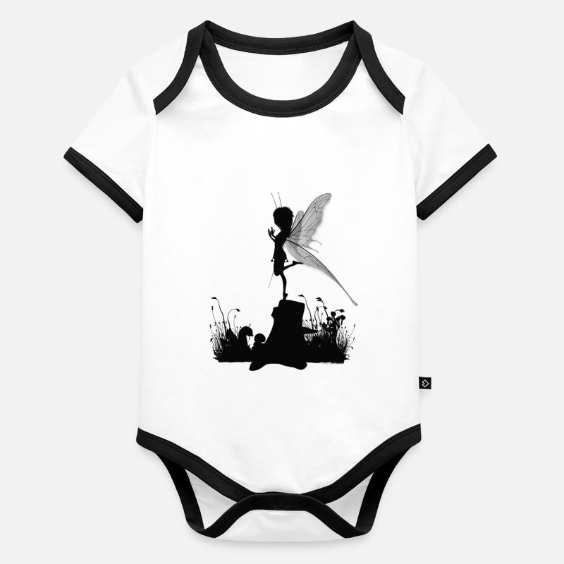 Petite fée mignonne Body Bébé bio contrasté manches courtes