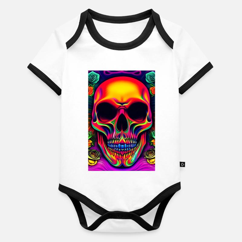 Abstract Skull Organic Baby Contrasting Bodysuit