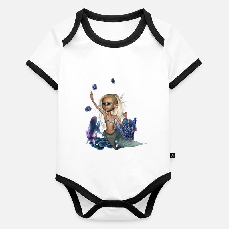 Douce petite sirène Body Bébé bio contrasté manches courtes