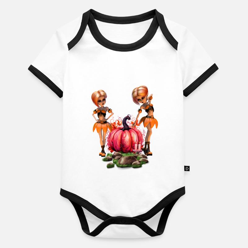 Design mignon d’Halloween Body Bébé bio contrasté manches courtes