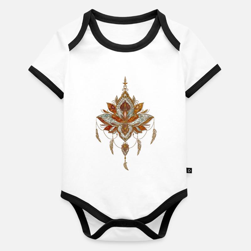L’élégance de la fleur de lotus Body Bébé bio contrasté manches courtes