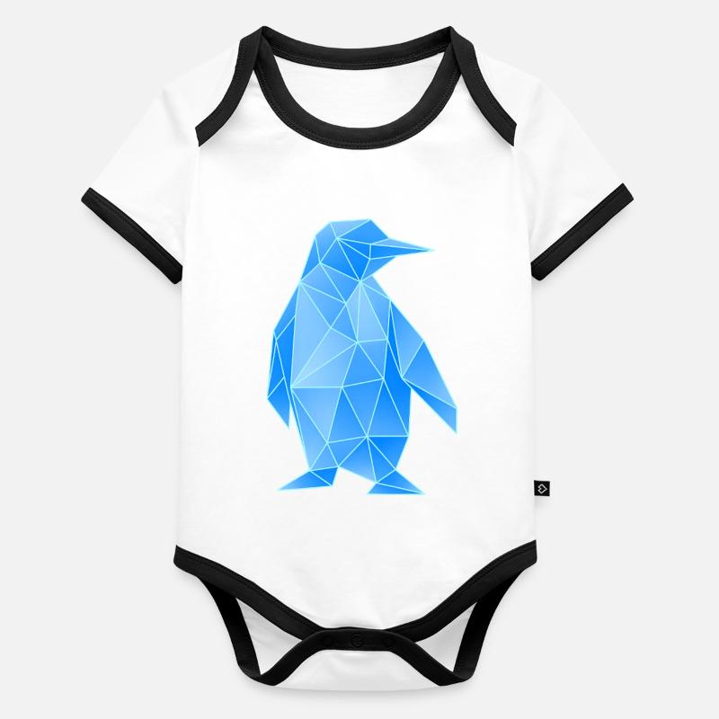 Diamant Pingouin Design Géométrique Body Bébé bio contrasté manches courtes