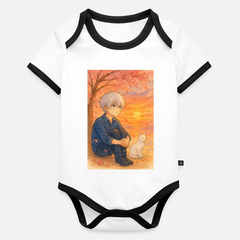 "Sakura Night – Mount Fuji unter Sternen" Baby Bio-Kurzarm-Kontrastbody