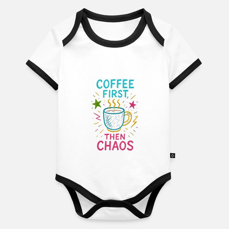 Coffee First Then Chaos Chaos motif Organic Baby Contrasting Bodysuit