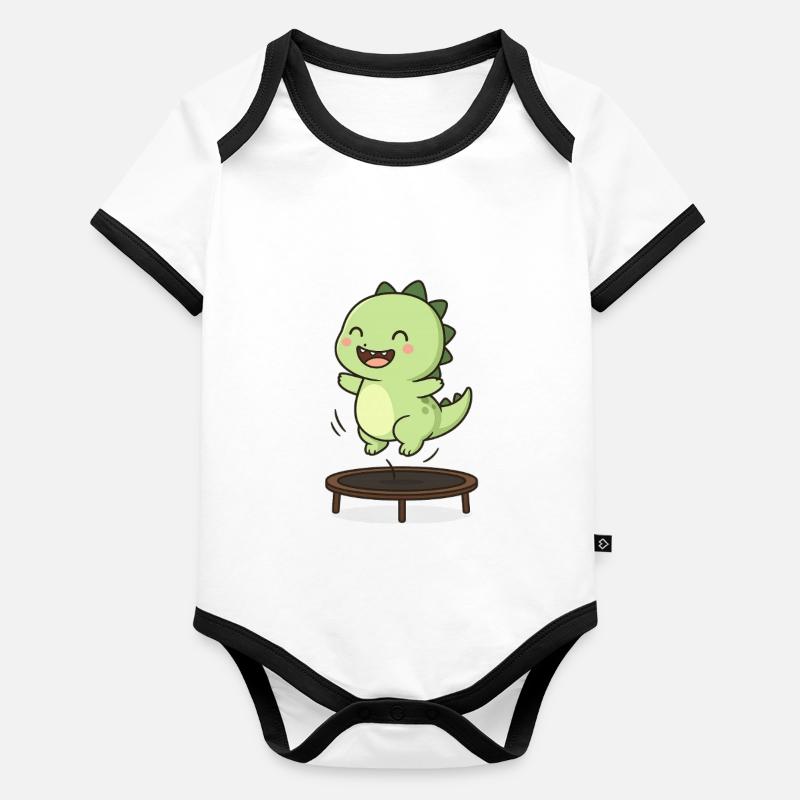 Dino Jump Trampoline Body Bébé bio contrasté manches courtes