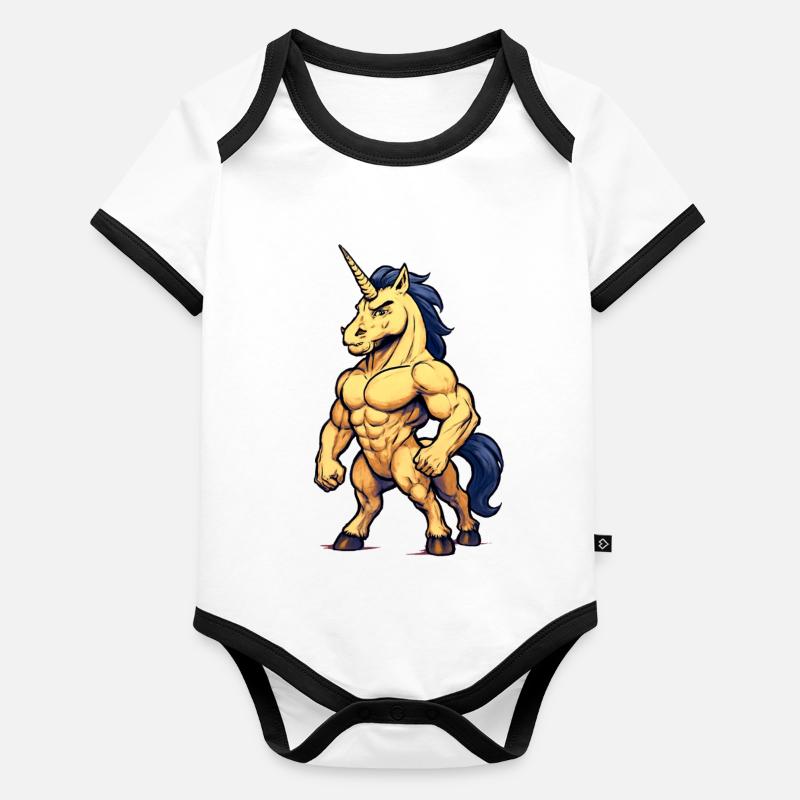 Licorne musclée Body Bébé bio contrasté manches courtes