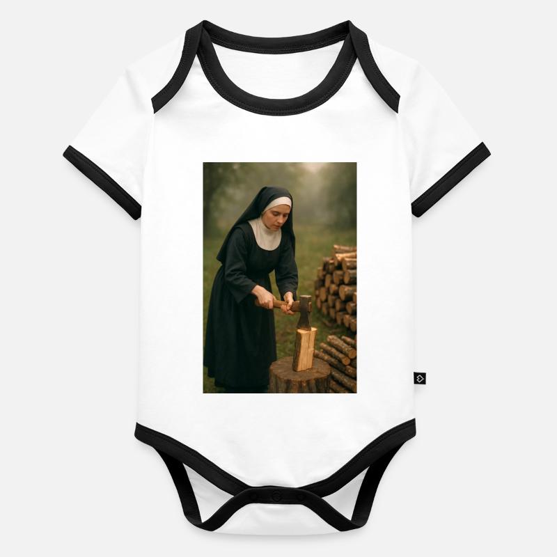 Une religieuse coupe du bois Body Bébé bio contrasté manches courtes
