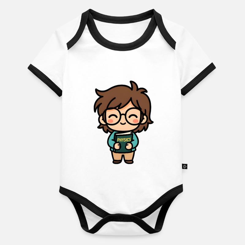 Little physics hero with book Organic Baby Contrasting Bodysuit