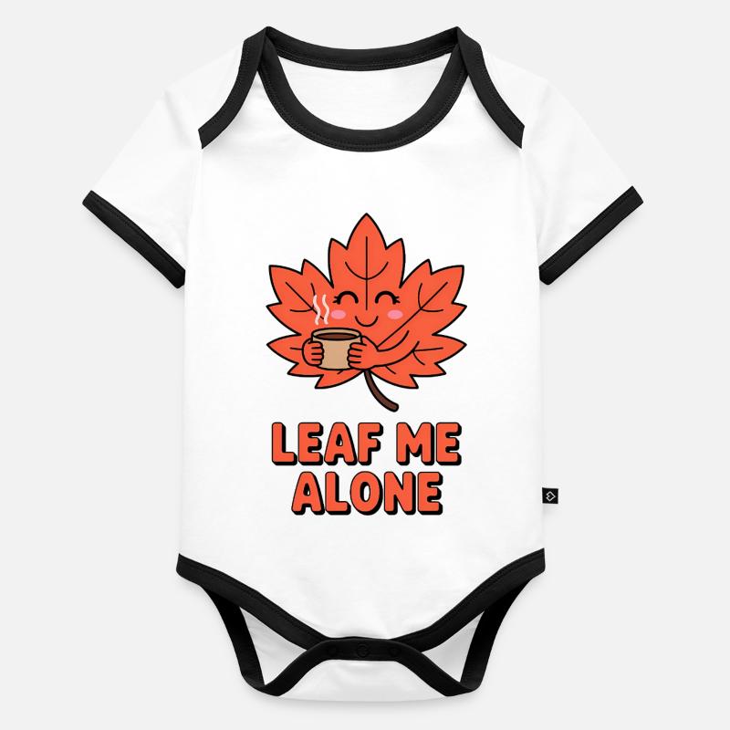 Leaf me Alone - T-Shirt drôle d’automne Body Bébé bio contrasté manches courtes