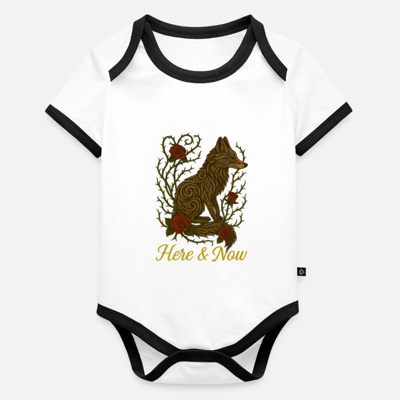  Renard Tribal - Here & Now Body Bébé bio contrasté manches courtes