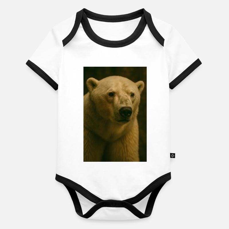 Animaux - Ours polaire Body Bébé bio contrasté manches courtes