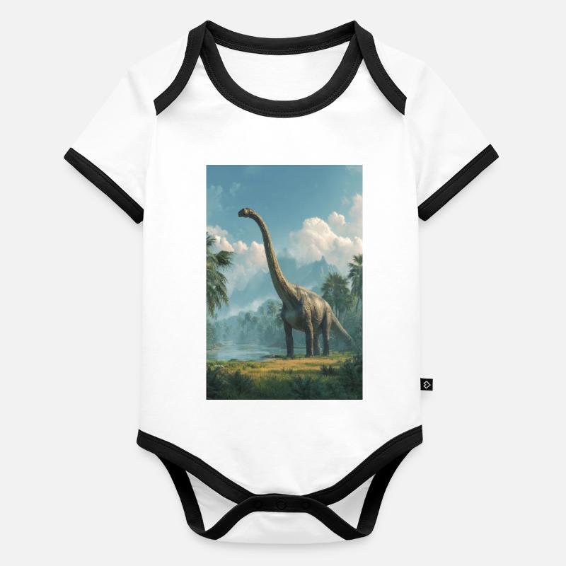 Dino Dawn Longneck Body Bébé bio contrasté manches courtes