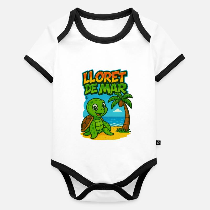 Lloret de Mar turtle cartoon beach Organic Baby Contrasting Bodysuit