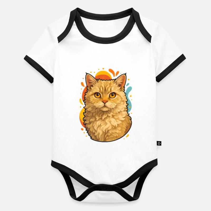 Chat Selkirk Rex dans le Pop Art coloré Body Bébé bio contrasté manches courtes