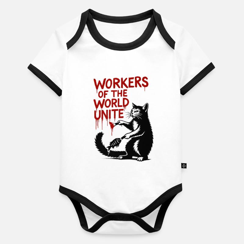 Cat and red typography Organic Baby Contrasting Bodysuit