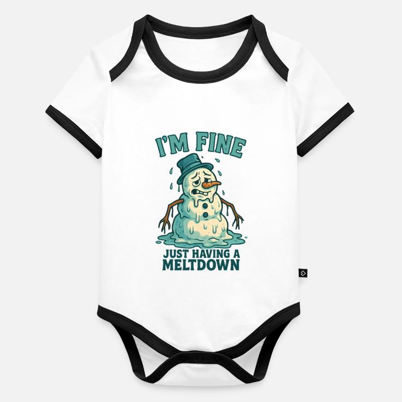 Schneemann Meltdown Ironie Sarkasmus Baby Bio-Kurzarm-Kontrastbody