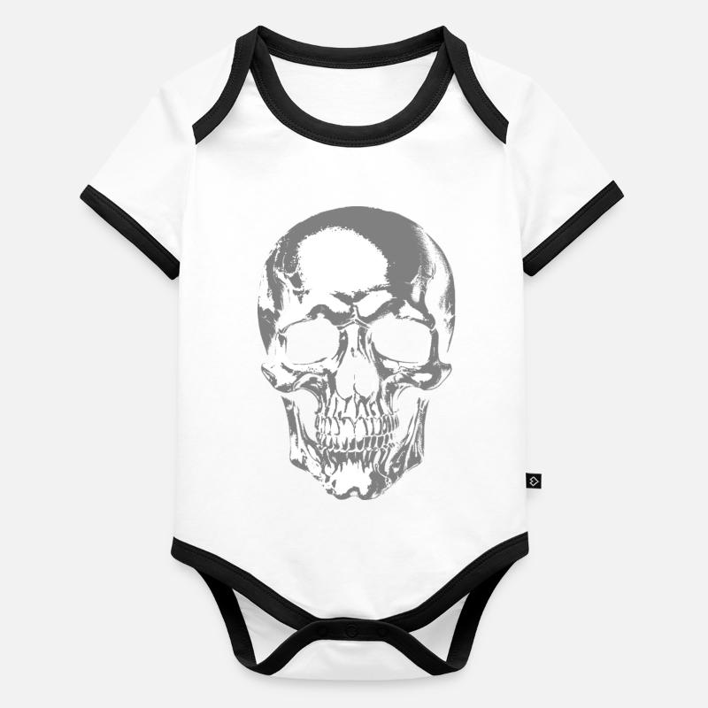 Monochrome Skull Graphic Organic Baby Contrasting Bodysuit