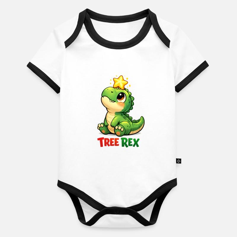 Tree Rex Dino T Rex - Organic Baby Contrasting Bodysuit - undefined