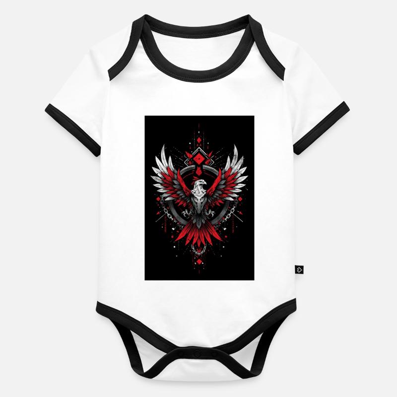 Flame Phoenix Geometric Power Organic Baby Contrasting Bodysuit