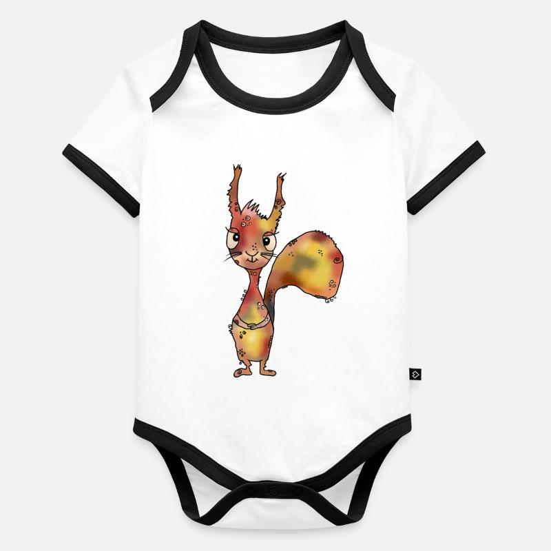 lustiges_Eichhoernchen Baby Bio-Kurzarm-Kontrastbody