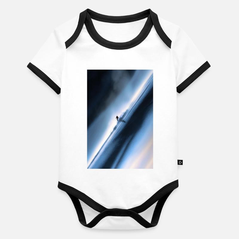 Blauer Diagonal-Schneereiter Baby Bio-Kurzarm-Kontrastbody