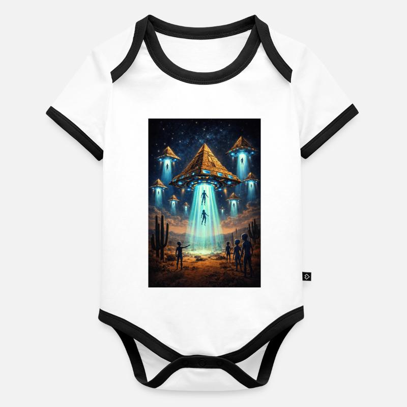 Fusée pyramidale extraterrestre OVNI Body Bébé bio contrasté manches courtes
