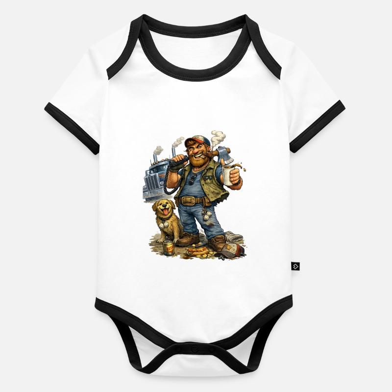 Trucker-Leben Kaffeepause Hund Baby Bio-Kurzarm-Kontrastbody