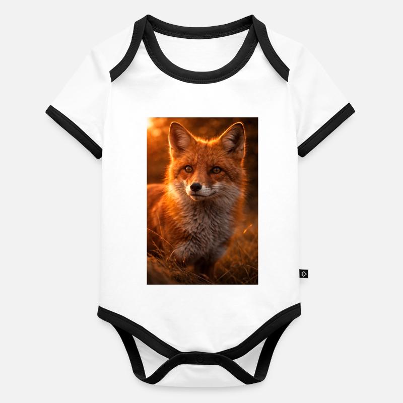 Orange fox at sunset Organic Baby Contrasting Bodysuit