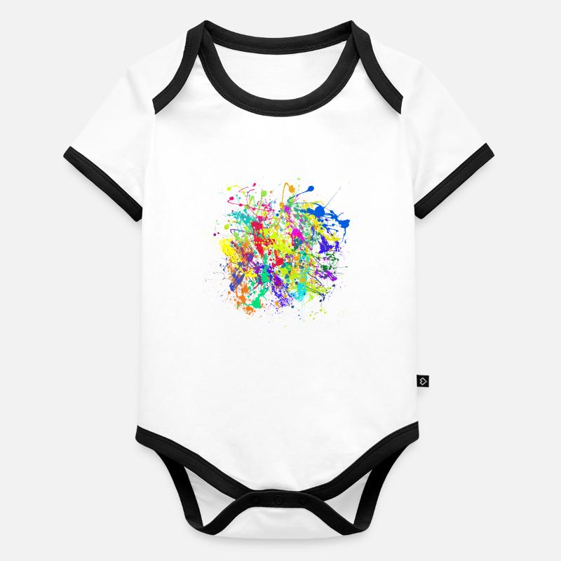 Taches colorées d'éclaboussures de peinture Body Bébé bio contrasté manches courtes