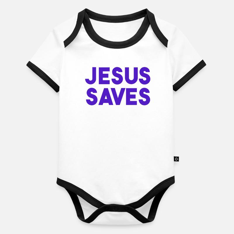 Jesus saves - minimalistisch Baby Bio-Kurzarm-Kontrastbody