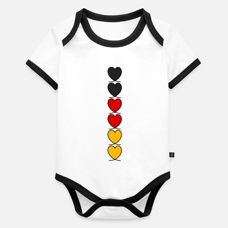 Deutschland Herzen Baby Bio-Kurzarm-Kontrastbody