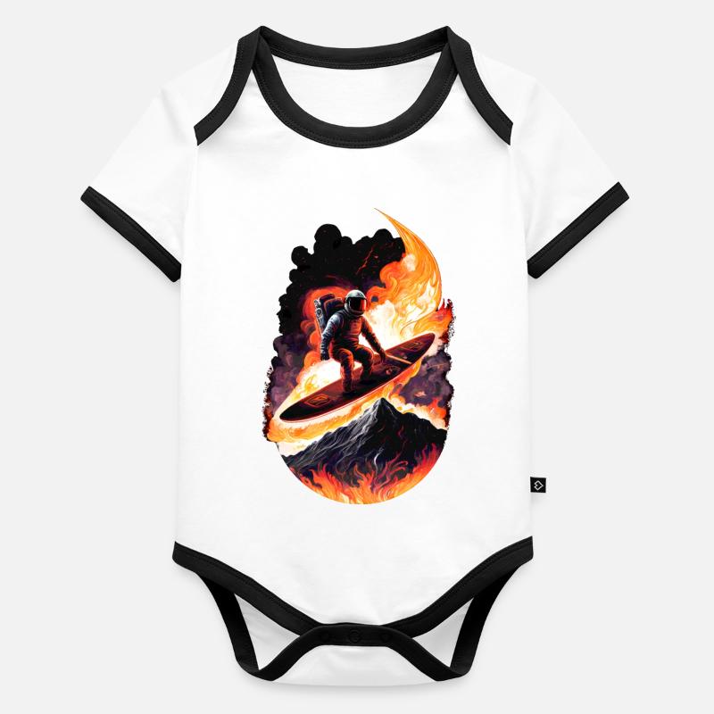 Astronaute de surf Body Bébé bio contrasté manches courtes