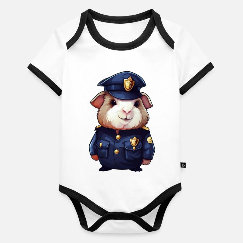 Police du cochon d’Inde Body Bébé bio contrasté manches courtes