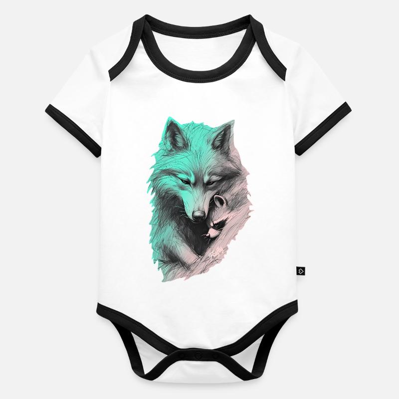 🐺 🦝 Shared Silence Organic Baby Contrasting Bodysuit