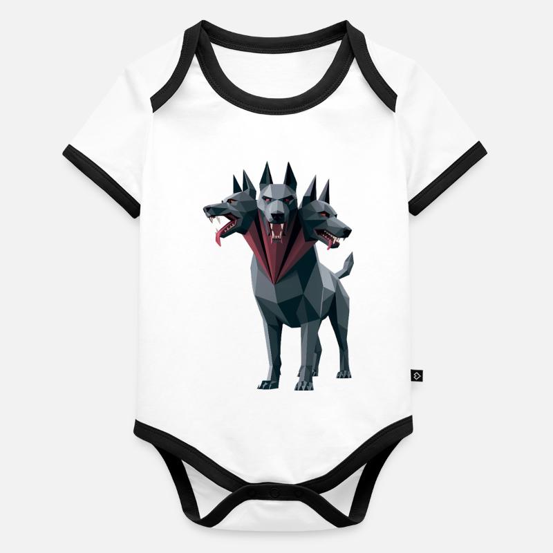 Cerberus - Cooles Low-Poly-Logo Baby Bio-Kurzarm-Kontrastbody