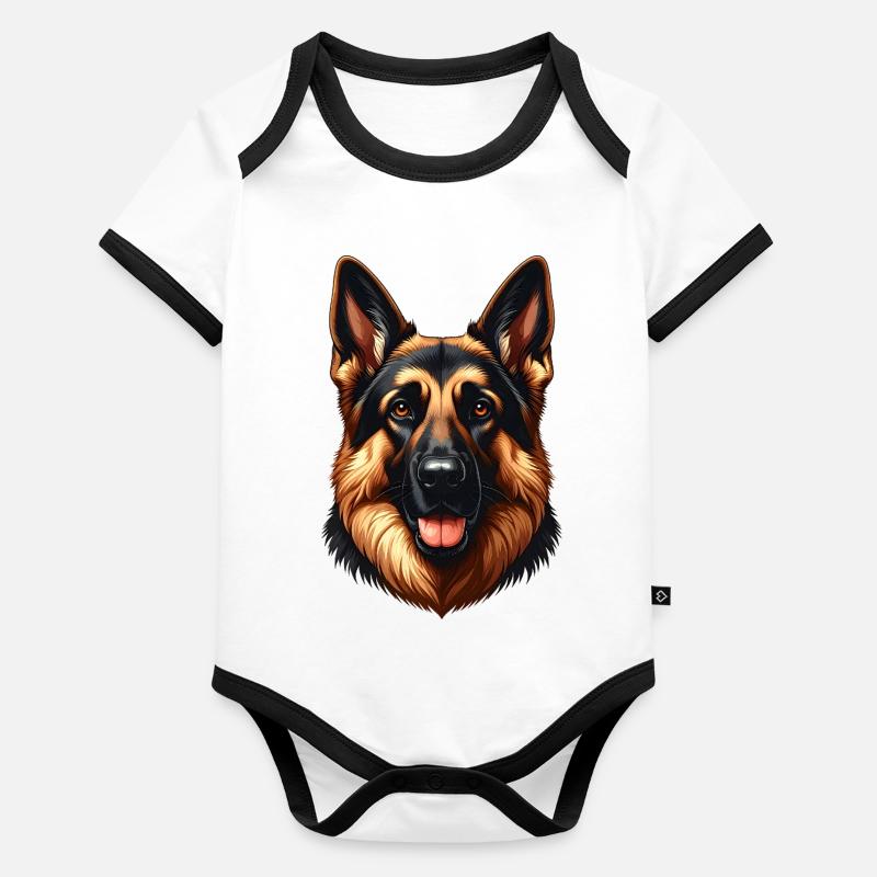 Berger allemand Body Bébé bio contrasté manches courtes