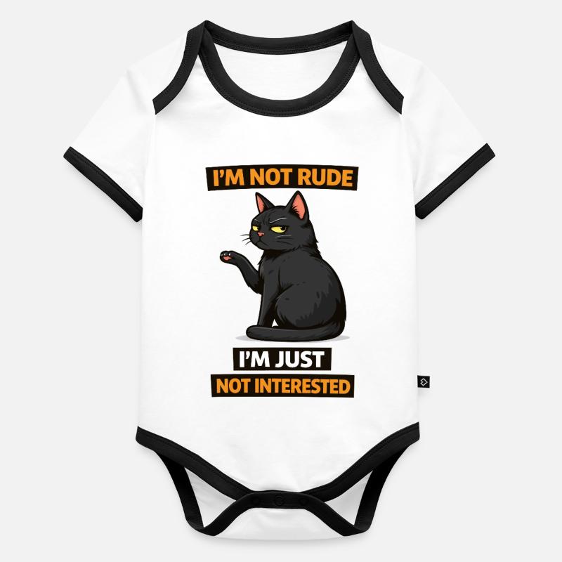 Not Interested Cat Attitude Organic Baby Contrasting Bodysuit