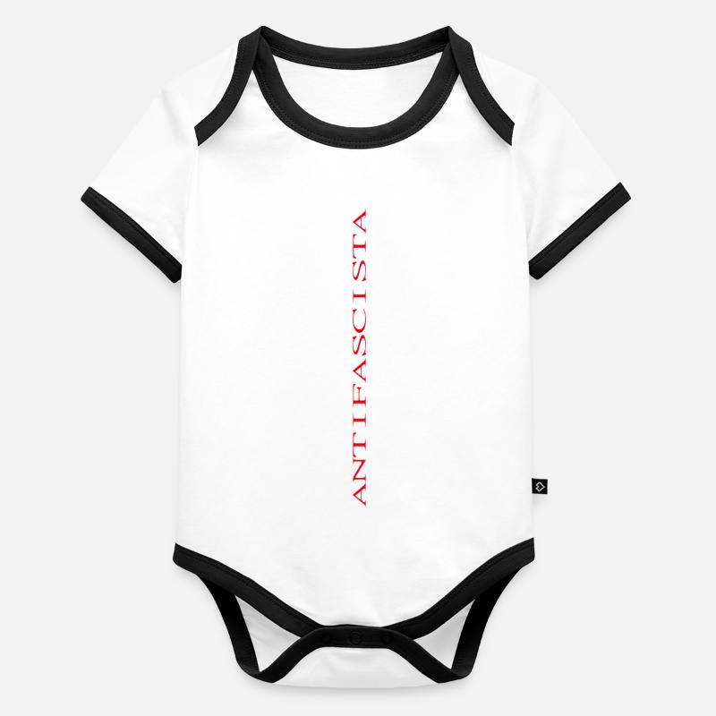 Antifascista lettering vertical (stretched) Organic Baby Contrasting Bodysuit