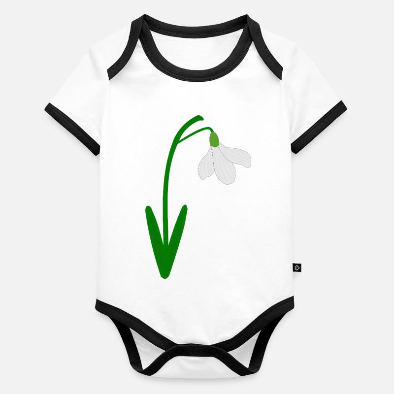 Schneeglöckchen, Geburtsmonat Januar Blumengeburtstag Baby Bio-Kurzarm-Kontrastbody