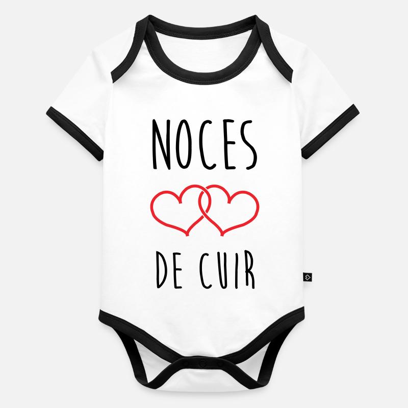 noces de cuir 2 ans d'amour Body Bébé bio contrasté manches courtes